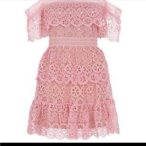 Women pink lace dress